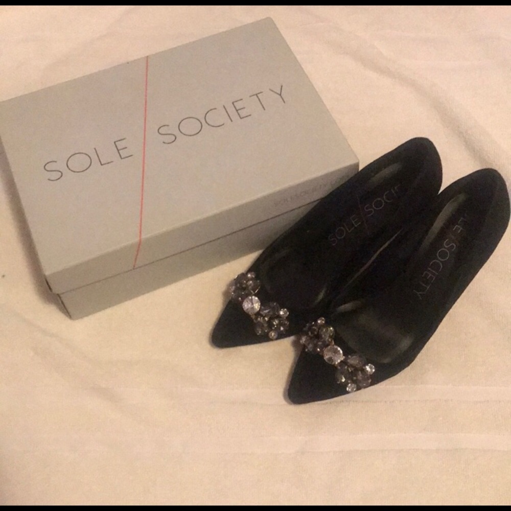Sole Society Eri Black Suede Heels